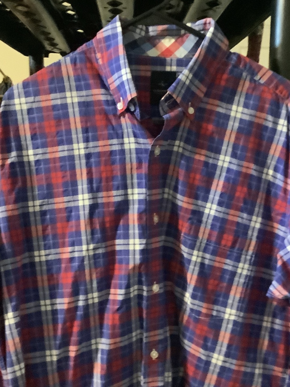 Tailorbyrd Blue and Red Plaid Button-Down‎ Shirt